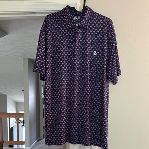 Izod Blue and Pink Polo Shirt with Playful Pattern